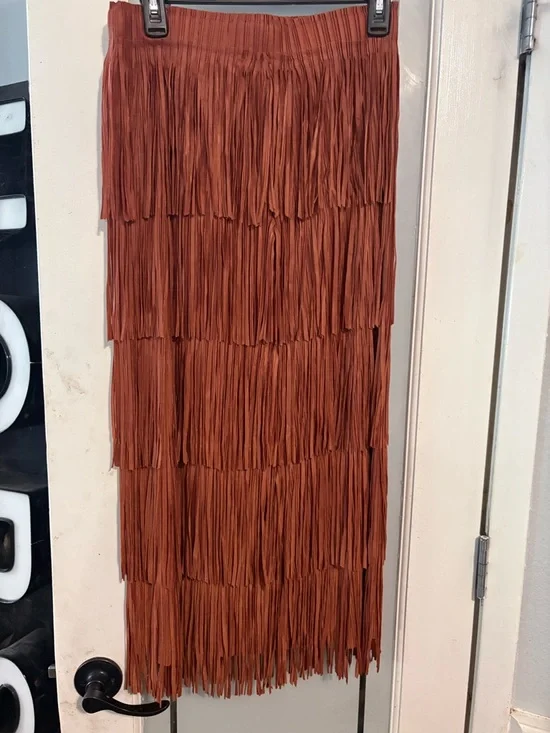 ✨ Taba Rust Fringe Skirt | Size L | NWOT | Boho Western Statement ✨ - Picture 3 of 5